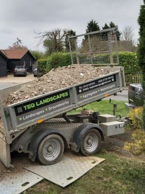 Tipper delivering aggregates