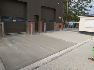 Fresh concrete laid at an industrial site