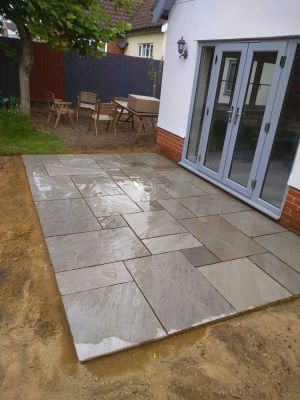 Small tiled patio