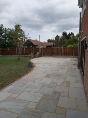 Slabbed sandstone patio