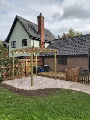 Pergola standing on a patio