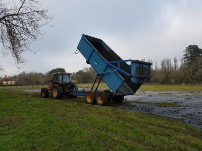 Tipper trailer laying ground